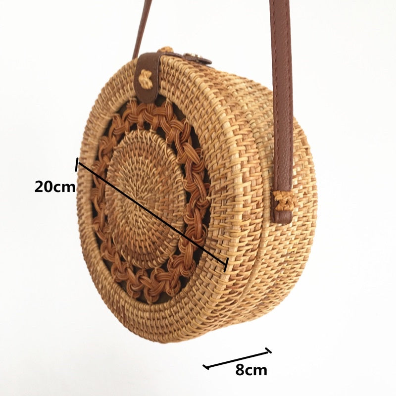 Bohemian Round Rattan Sedge Bag