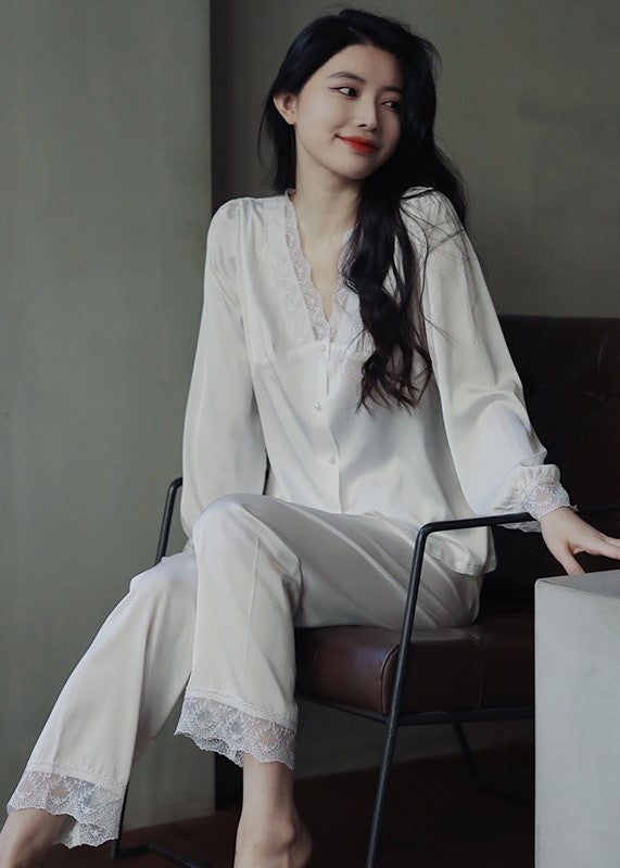 Lace Satin Pajama Set