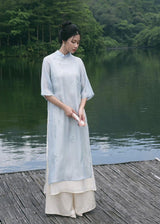Loose Embroider Floral Ao Dai