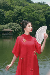 Loose Embroider Floral Ao Dai
