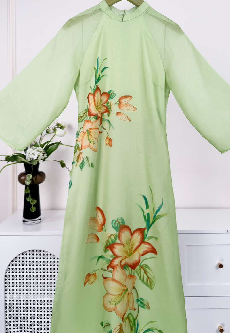 Light Green Modern Silk Ao Dai