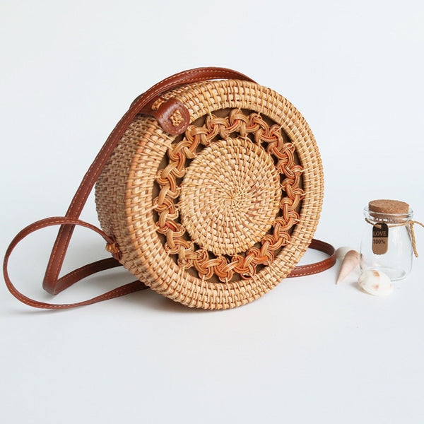 Bohemian Round Rattan Sedge Bag