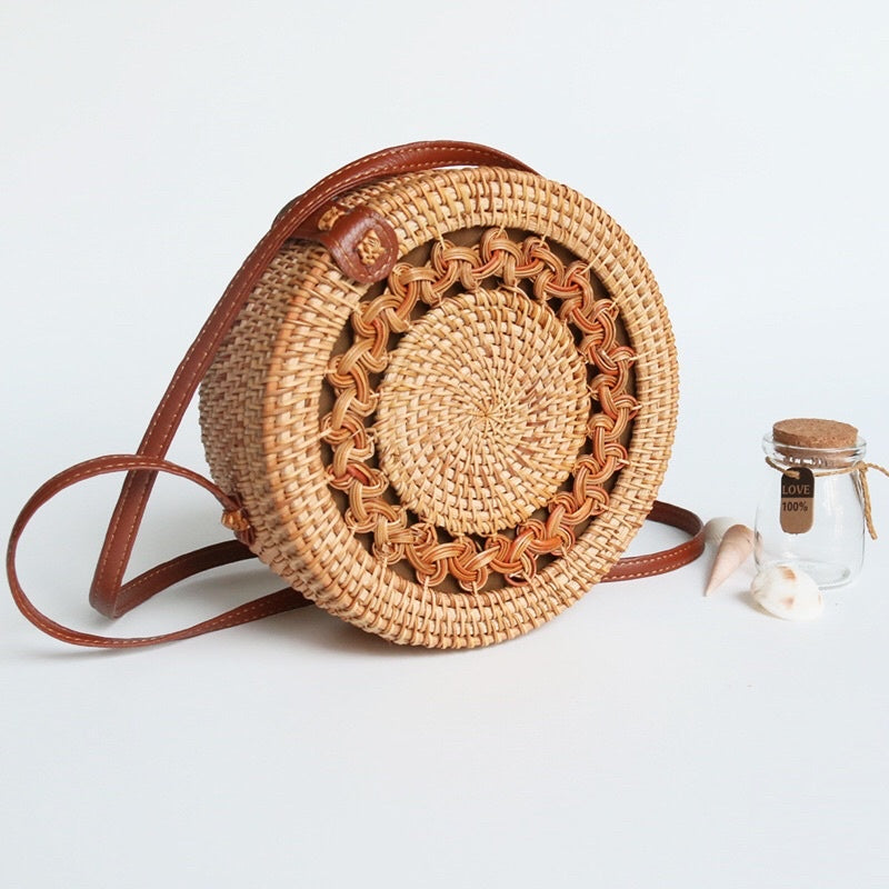 Bohemian Round Rattan Sedge Bag