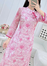 Shimmer Pink-Purple Modernized Ao Dai