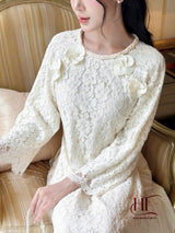 White Lace Modernized Ao Dai