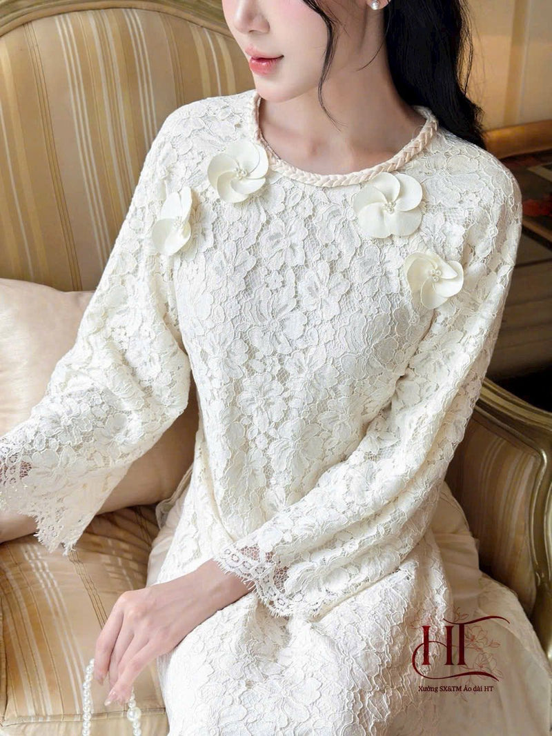 White Lace Modernized Ao Dai