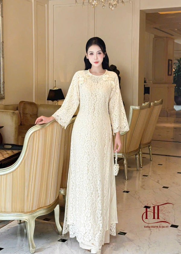 White Lace Modernized Ao Dai