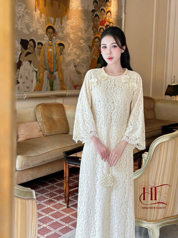 White Lace Modernized Ao Dai