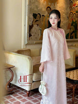 Light Pink Straight-cut Modernized Ao Dai