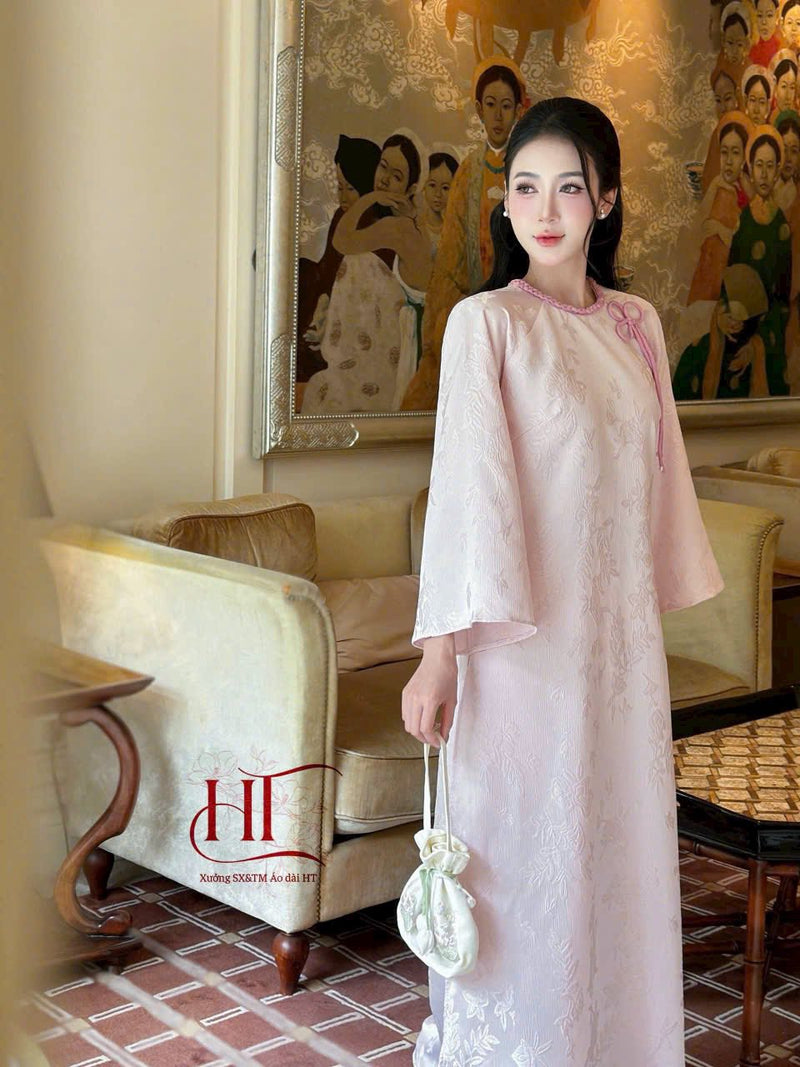 Light Pink Straight-cut Modernized Ao Dai