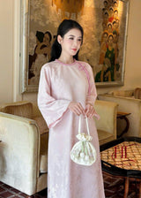 Light Pink Straight-cut Modernized Ao Dai
