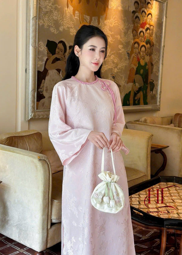 Light Pink Straight-cut Modernized Ao Dai