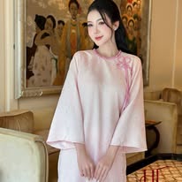Light Pink Straight-cut Modernized Ao Dai