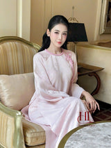 Light Pink Straight-cut Modernized Ao Dai
