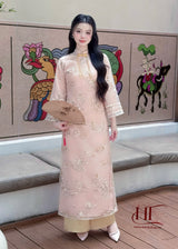 Elegant White Lace Modernize Ao Dai