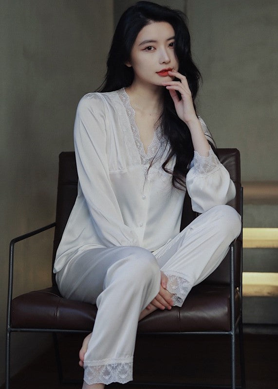 Lace Satin Pajama Set