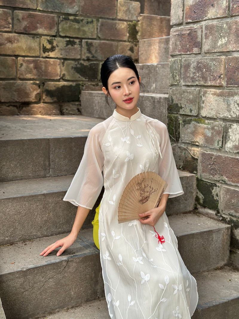 Cream Embroider Ao Dai
