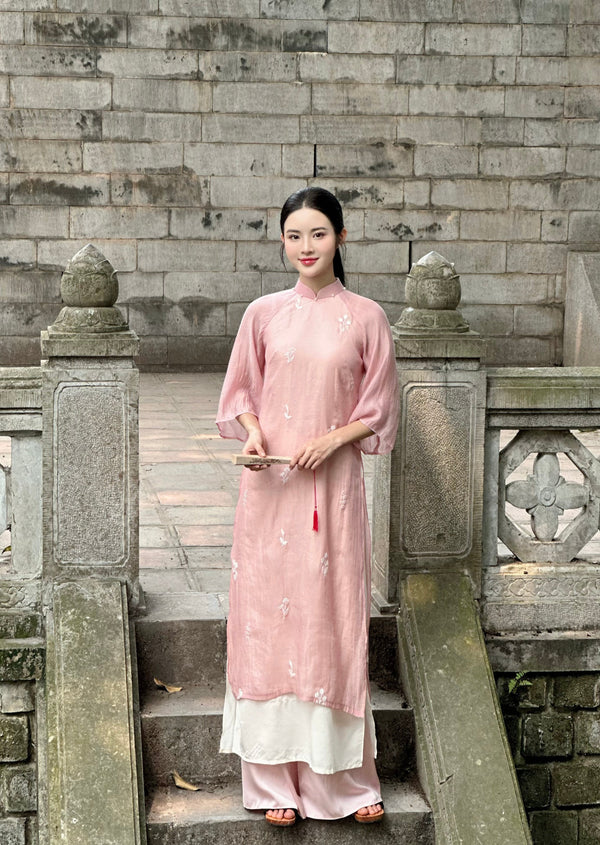 Light Pink Embroider Ao Dai