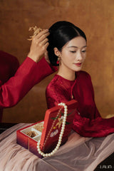 Red Giao Nhu Silk Modernize Ao Dai