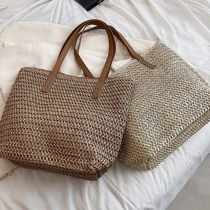 Vintage Large Woven Straw Shoulder Bag