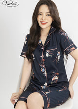 Elegent Floral Satin Pyjama Set