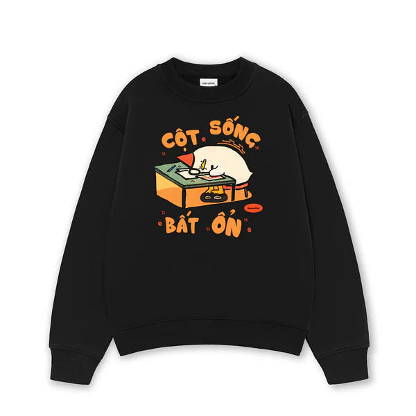 Áo Sweater Form Rộng In Meme Chú Vịt Cột Sống Bất Ổn