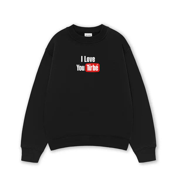 Áo Sweater Form Rộng In I Love You Từ Bé