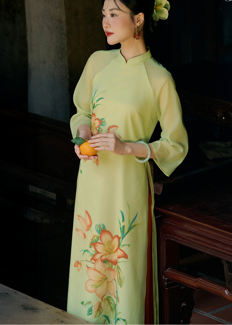 Light Green Modern Silk Ao Dai