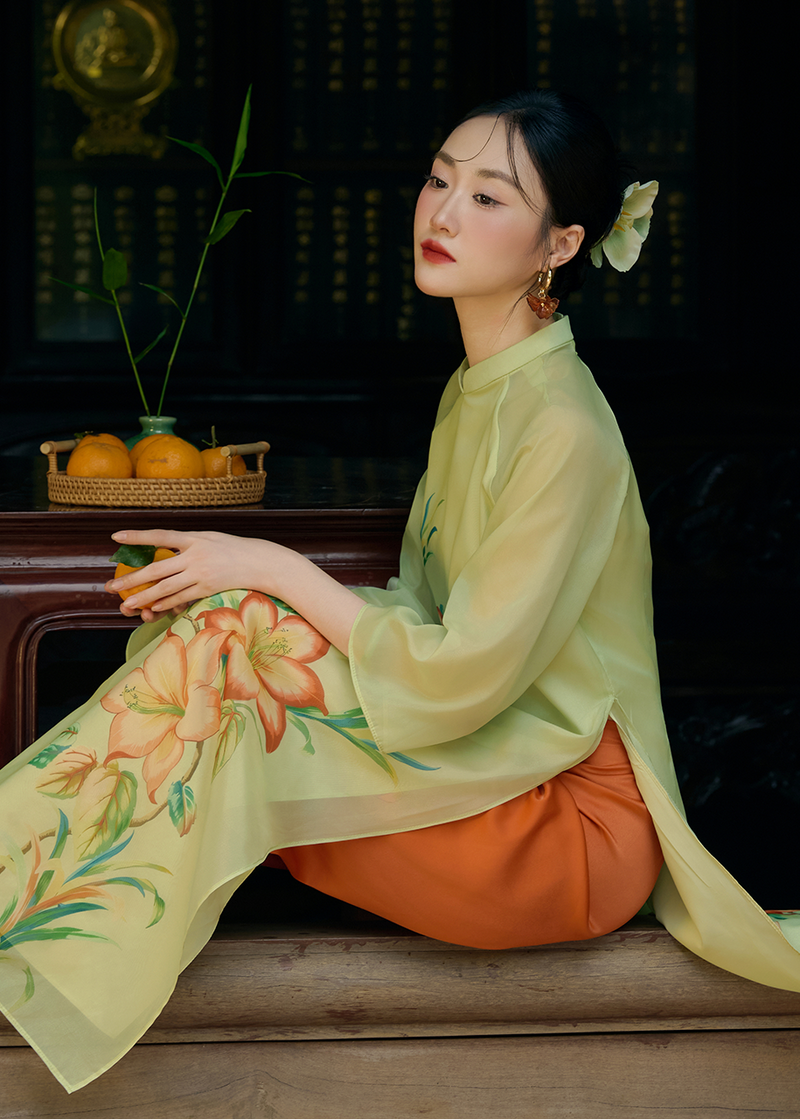 Light Green Modern Silk Ao Dai