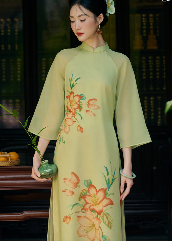 Light Green Modern Silk Ao Dai