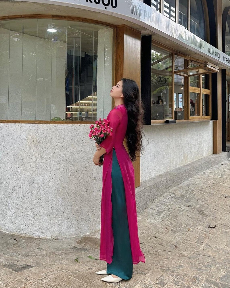 Pink 2 Layers Ao Dai