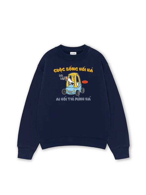 Áo Sweater Form Rộng In Meme Chú Vịt Cuộc Sống Hối Hả