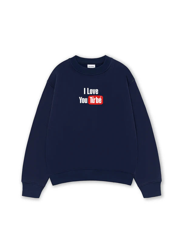 Áo Sweater Form Rộng In I Love You Từ Bé