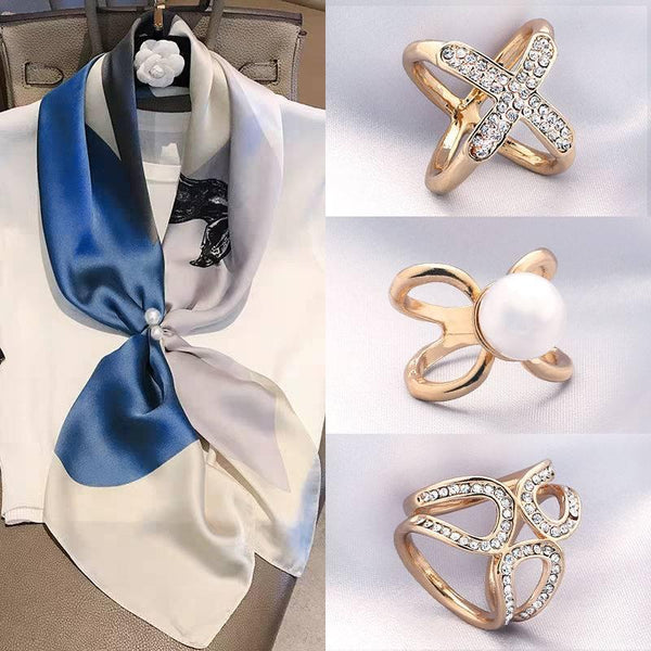 Elegant Feminine Gold Pearl Scarf Ring