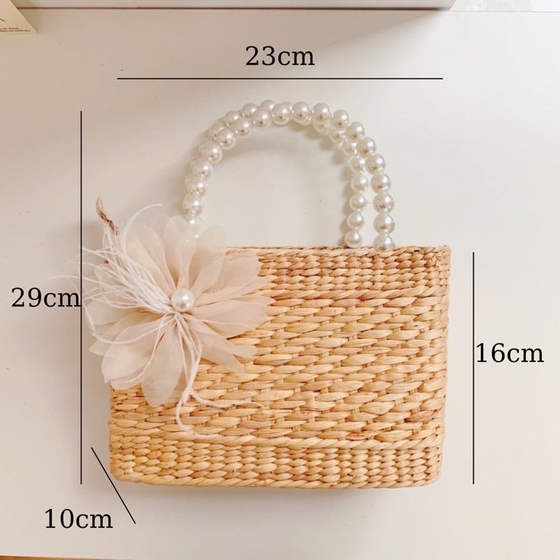 Water Hyacinth Sedge Bag With Jade Handle