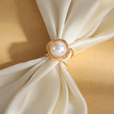 Elegant Feminine Gold Pearl Scarf Ring