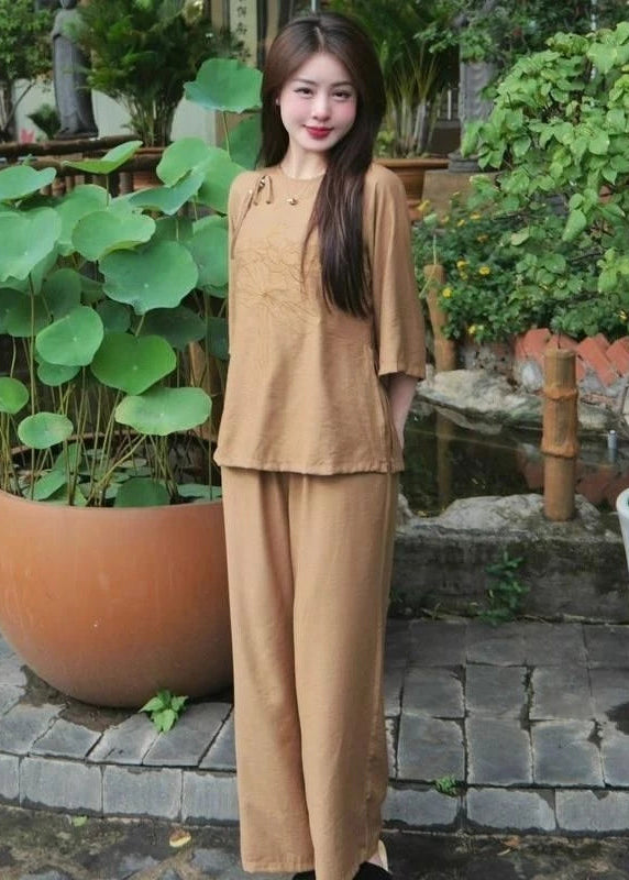 Lotus Embroidered Monk Robes