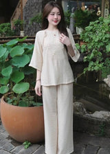 Lotus Embroidered Monk Robes