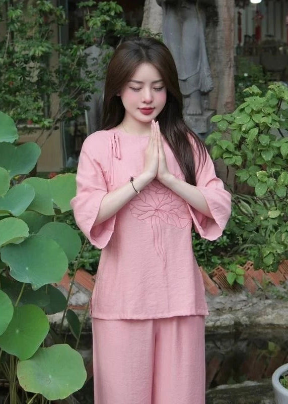 Lotus Embroidered Monk Robes