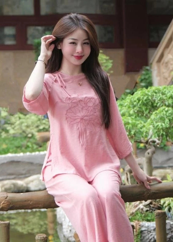 Lotus Embroidered Monk Robes