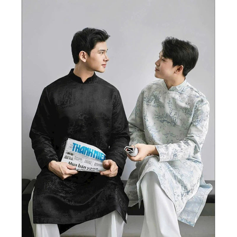 Black - White  Ao Dai For Men
