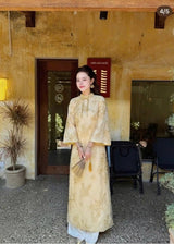 Embroidered Silk-Lined Organza Modernize Ao Dai