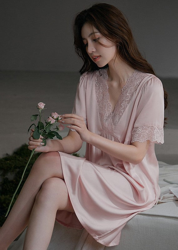 Short Sleeve Satin Pyjama Dress