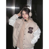 Streetwear Varsity Jacket – Beige