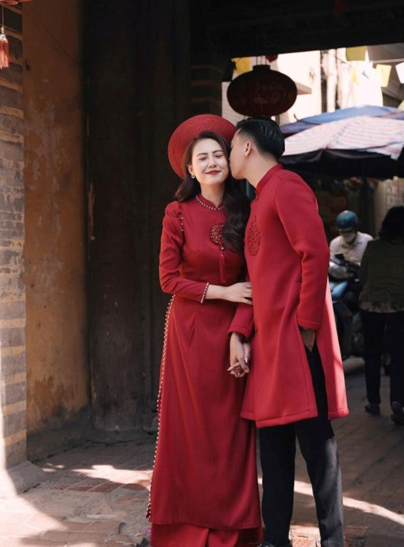 Red Ao Dai Vietnamese Traditional Wedding Dress| Ao Dai Wedding For Couples
