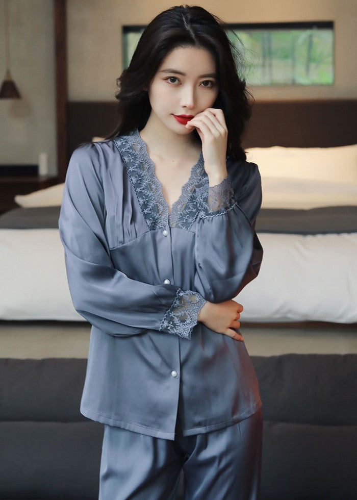 Lace Satin Pajama Set