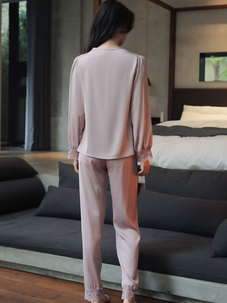 Lace Satin Pajama Set