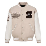 Streetwear Varsity Jacket – Beige