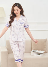 Elegent Floral Satin Pyjama Set