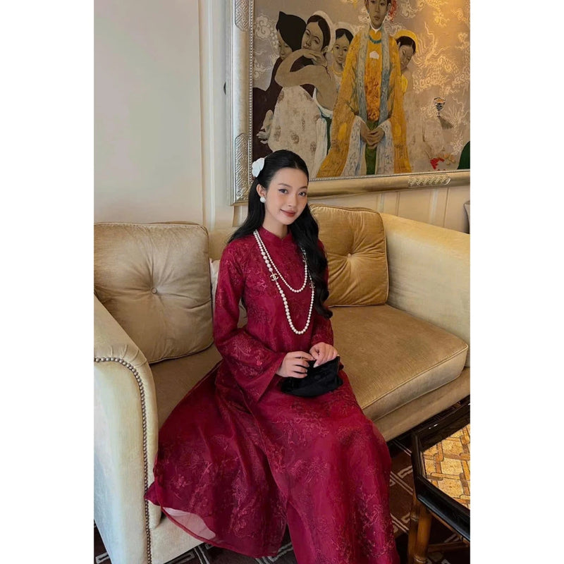 Red Organza Ao Dai